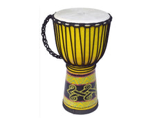 Djembé peint Ecko 12" x 24" en jaune